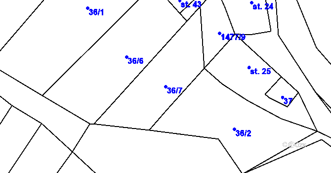 Parcela st. 36/7 v KÚ Horní Myslová, Katastrální mapa