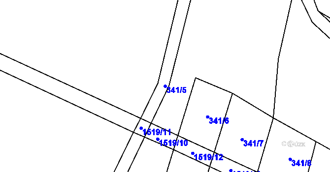 Parcela st. 341/5 v KÚ Horní Myslová, Katastrální mapa
