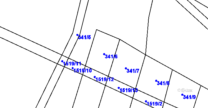 Parcela st. 341/6 v KÚ Horní Myslová, Katastrální mapa