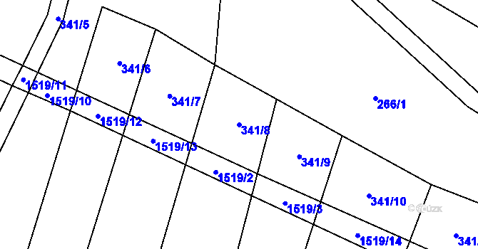 Parcela st. 341/8 v KÚ Horní Myslová, Katastrální mapa