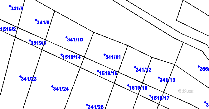 Parcela st. 341/11 v KÚ Horní Myslová, Katastrální mapa