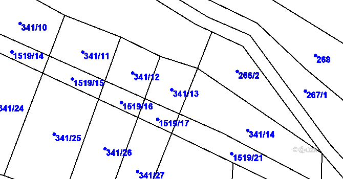 Parcela st. 341/13 v KÚ Horní Myslová, Katastrální mapa