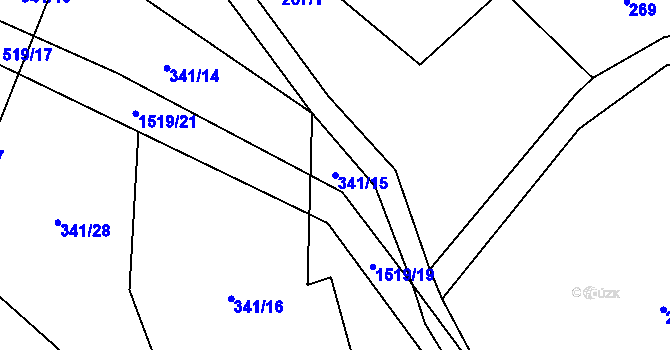 Parcela st. 341/15 v KÚ Horní Myslová, Katastrální mapa