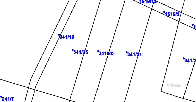 Parcela st. 341/20 v KÚ Horní Myslová, Katastrální mapa