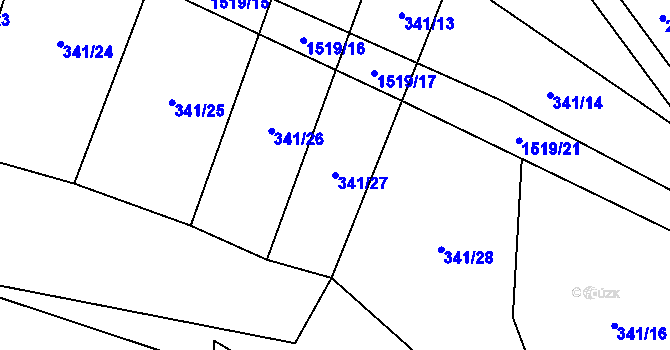Parcela st. 341/27 v KÚ Horní Myslová, Katastrální mapa