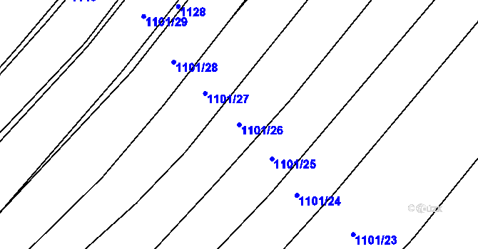 Parcela st. 1101/26 v KÚ Horní Myslová, Katastrální mapa