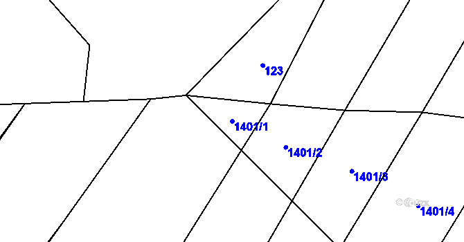 Parcela st. 1401/1 v KÚ Horní Myslová, Katastrální mapa