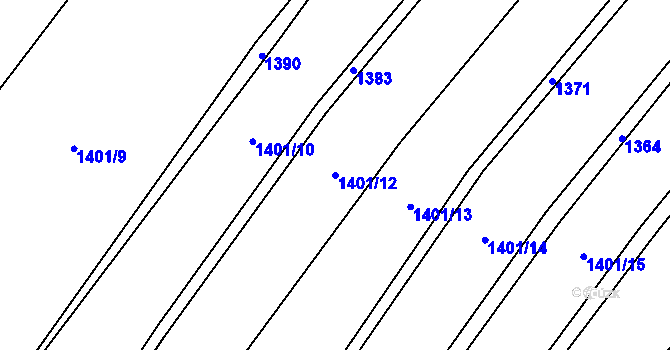 Parcela st. 1401/12 v KÚ Horní Myslová, Katastrální mapa