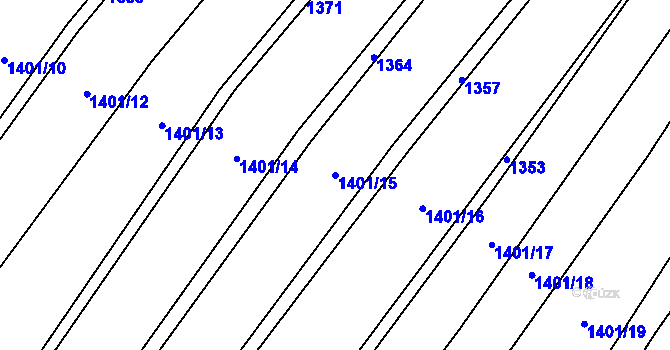 Parcela st. 1401/15 v KÚ Horní Myslová, Katastrální mapa