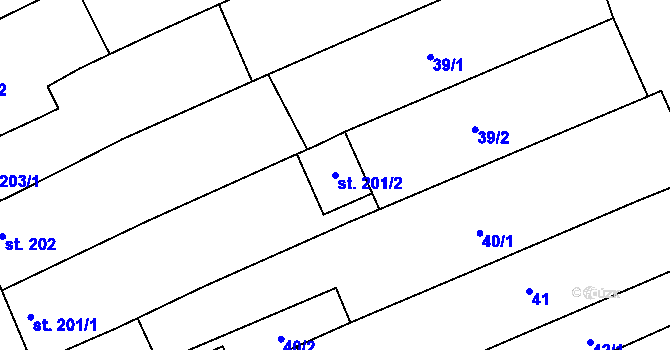 Parcela st. 201/2 v KÚ Horní Němčí, Katastrální mapa