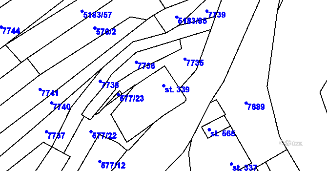 Parcela st. 339 v KÚ Horní Němčí, Katastrální mapa