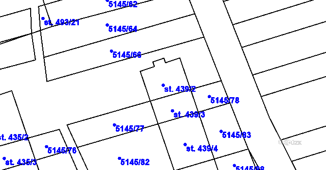 Parcela st. 439/2 v KÚ Horní Němčí, Katastrální mapa