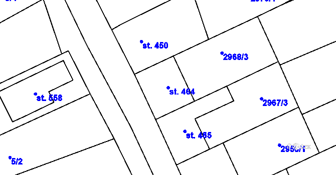 Parcela st. 464 v KÚ Horní Němčí, Katastrální mapa