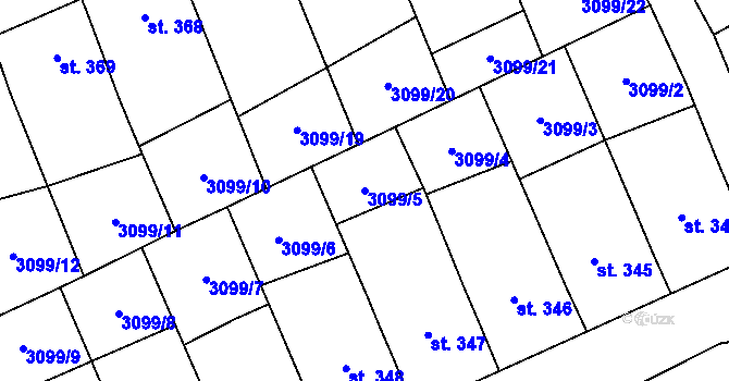 Parcela st. 3099/5 v KÚ Horní Němčí, Katastrální mapa