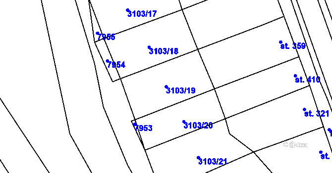Parcela st. 3103/19 v KÚ Horní Němčí, Katastrální mapa