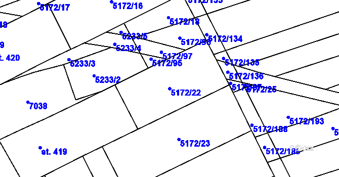 Parcela st. 5172/22 v KÚ Horní Němčí, Katastrální mapa