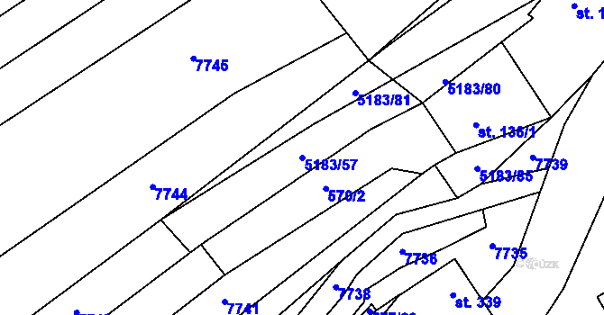 Parcela st. 5183/57 v KÚ Horní Němčí, Katastrální mapa