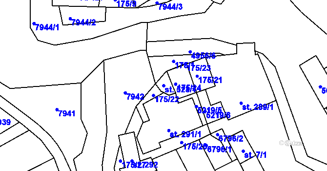 Parcela st. 523/1 v KÚ Horní Němčí, Katastrální mapa