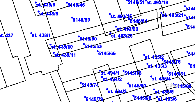 Parcela st. 5145/65 v KÚ Horní Němčí, Katastrální mapa