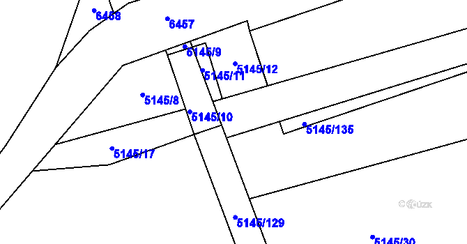 Parcela st. 5145/19 v KÚ Horní Němčí, Katastrální mapa