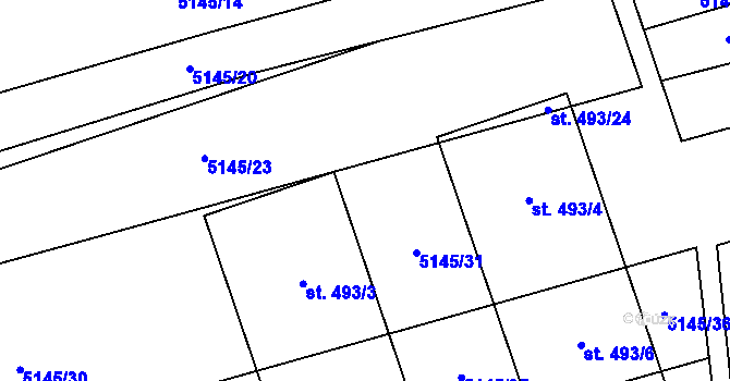 Parcela st. 5145/27 v KÚ Horní Němčí, Katastrální mapa