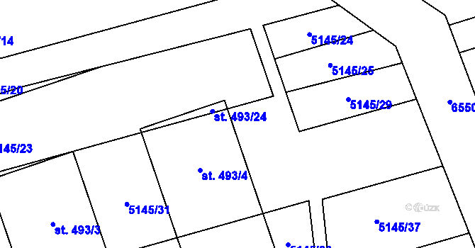 Parcela st. 5145/28 v KÚ Horní Němčí, Katastrální mapa