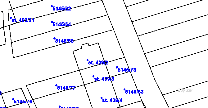 Parcela st. 5145/73 v KÚ Horní Němčí, Katastrální mapa