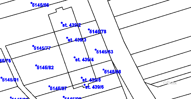 Parcela st. 5145/83 v KÚ Horní Němčí, Katastrální mapa