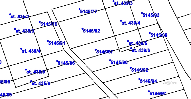 Parcela st. 5145/87 v KÚ Horní Němčí, Katastrální mapa