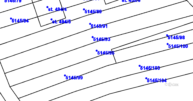 Parcela st. 5145/95 v KÚ Horní Němčí, Katastrální mapa