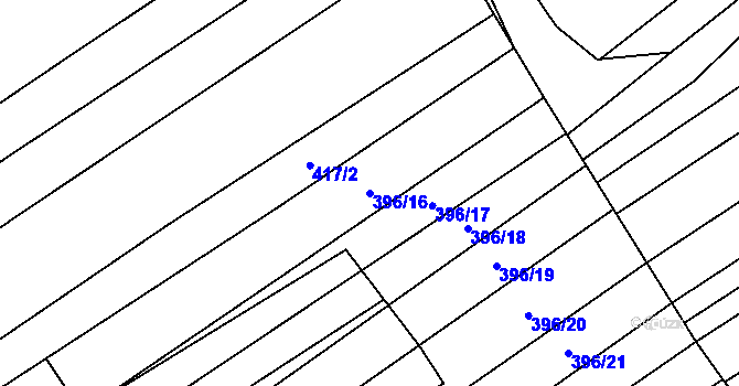 Parcela st. 396/16 v KÚ Horní Němčí, Katastrální mapa