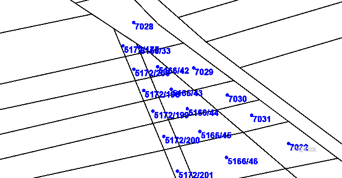 Parcela st. 5166/43 v KÚ Horní Němčí, Katastrální mapa