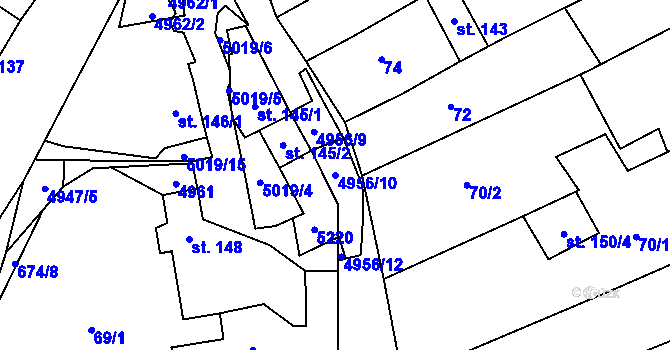 Parcela st. 4956/10 v KÚ Horní Němčí, Katastrální mapa