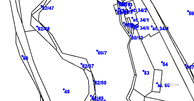 Parcela st. 60/7 v KÚ Horní Němčice, Katastrální mapa