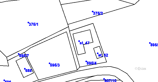 Parcela st. 47 v KÚ Horní Němčice, Katastrální mapa