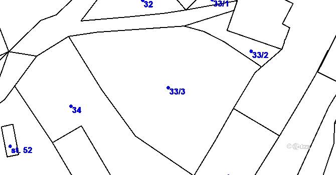 Parcela st. 33/3 v KÚ Horní Němčice, Katastrální mapa