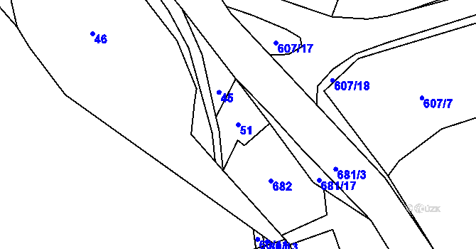 Parcela st. 51 v KÚ Horní Němčice, Katastrální mapa