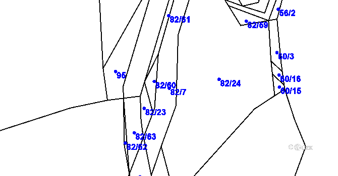 Parcela st. 82/7 v KÚ Horní Němčice, Katastrální mapa