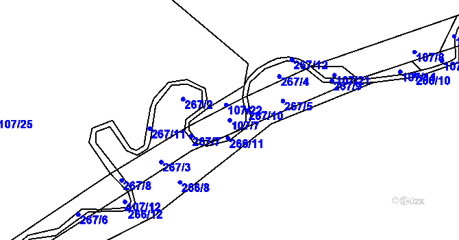 Parcela st. 107/7 v KÚ Horní Němčice, Katastrální mapa