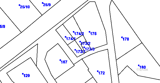 Parcela st. 173/2 v KÚ Horní Nětčice, Katastrální mapa