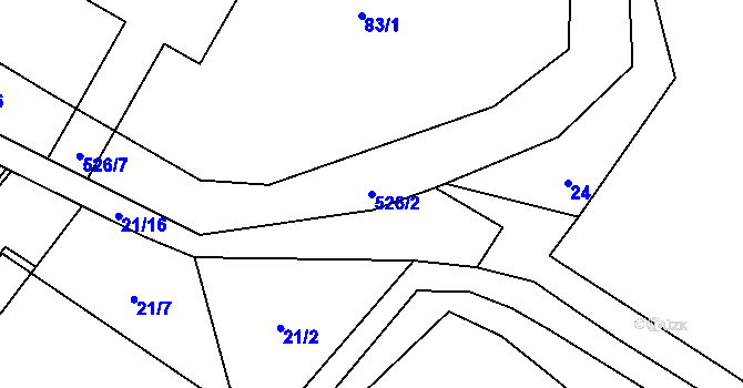 Parcela st. 526/2 v KÚ Prostřední Olešnice, Katastrální mapa