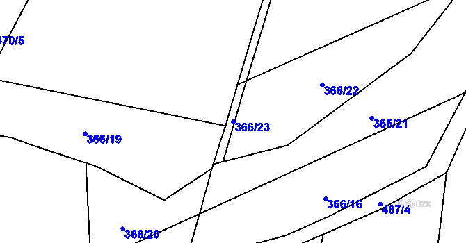 Parcela st. 366/23 v KÚ Prostřední Olešnice, Katastrální mapa