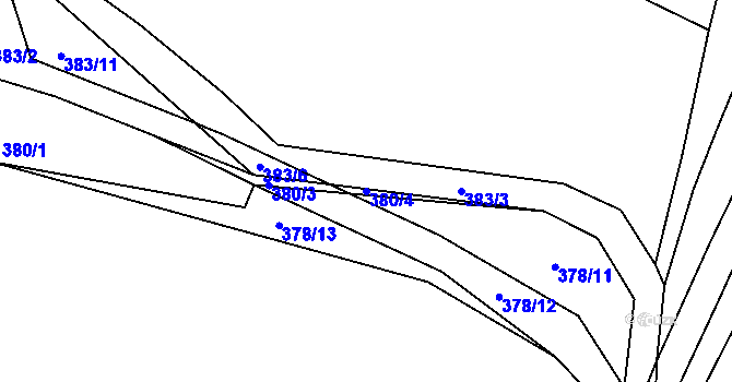 Parcela st. 380/4 v KÚ Prostřední Olešnice, Katastrální mapa