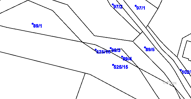 Parcela st. 525/16 v KÚ Prostřední Olešnice, Katastrální mapa