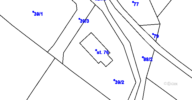 Parcela st. 76 v KÚ Prostřední Olešnice, Katastrální mapa