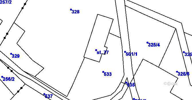 Parcela st. 77 v KÚ Prostřední Olešnice, Katastrální mapa