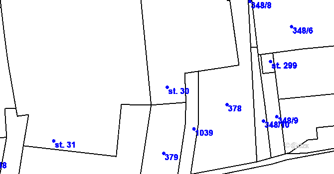Parcela st. 30 v KÚ Dolní Pěna, Katastrální mapa