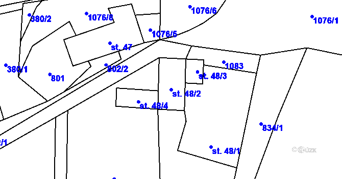 Parcela st. 48/2 v KÚ Dolní Pěna, Katastrální mapa