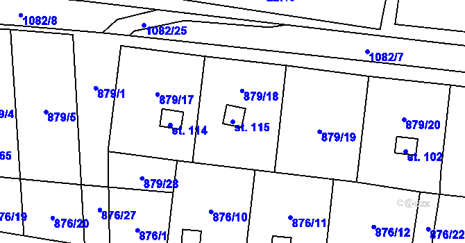 Parcela st. 115 v KÚ Dolní Pěna, Katastrální mapa