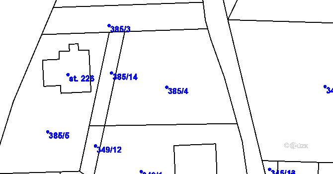 Parcela st. 385/4 v KÚ Dolní Pěna, Katastrální mapa